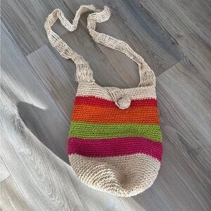 SOLD — Colorful Striped Crochet style Shoulder Bag